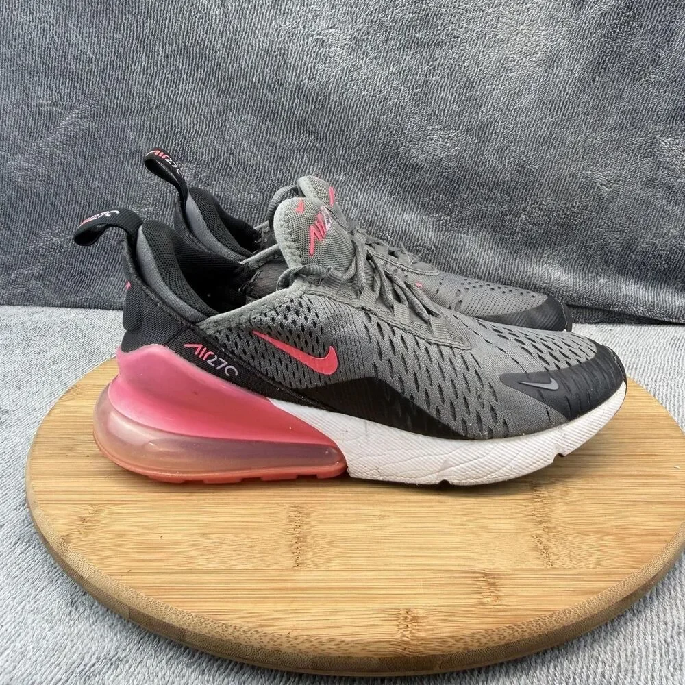 Nike Air Max 270 Shoes Boys Size 5Y Gray Pink Running Sneakers 943345-031